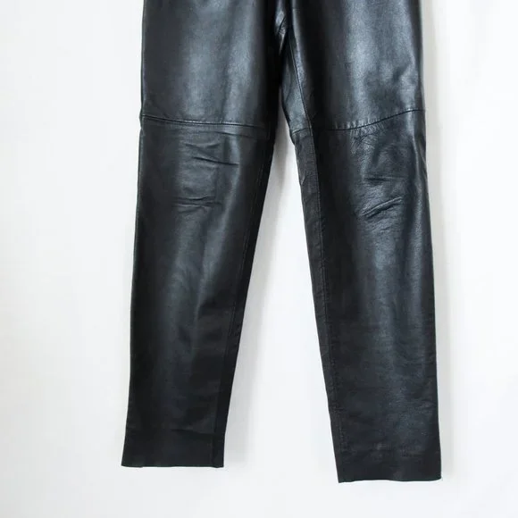 パンツ 90s vintage black leather straight pant 1990s Black Leather Pants, sz. 1XL – Lost Girls Vintage
